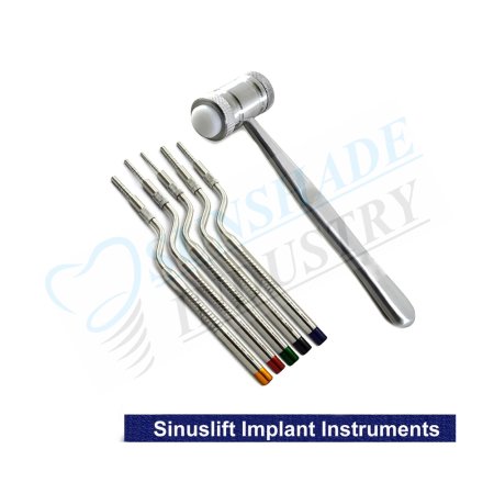 Dental Sinus Lift Osteotome Kit with Bone Mallet – Offset Concave Implant Surgical Set